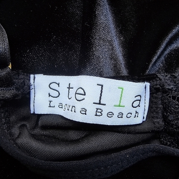 Black Lace Chemise Slip with Sheer Top and Solid Bottom, Size Extra Small - Picture 9 of 10